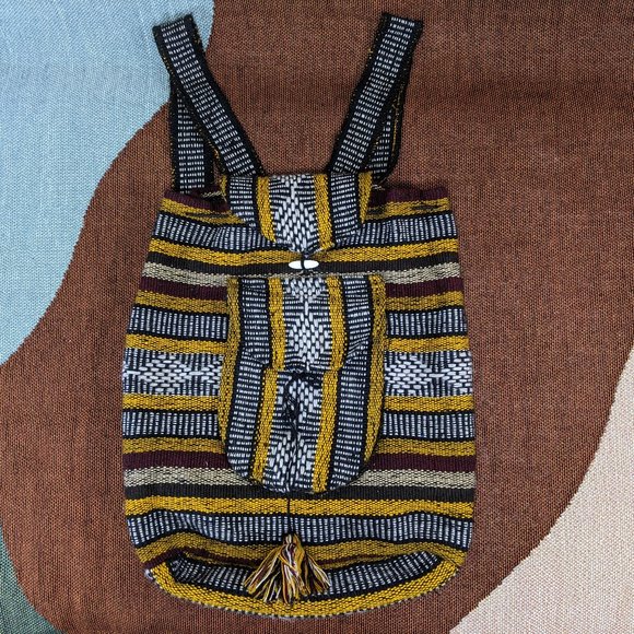 Handbags - Yellow Multicolor Bag Backpack Boho Woven Aztec Mexican
